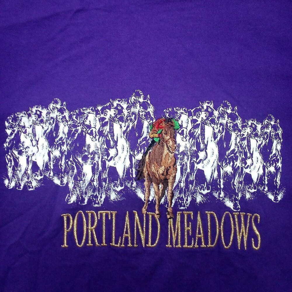 Vintage Portland Meadows Horse Racing Embroidered T-Shirt